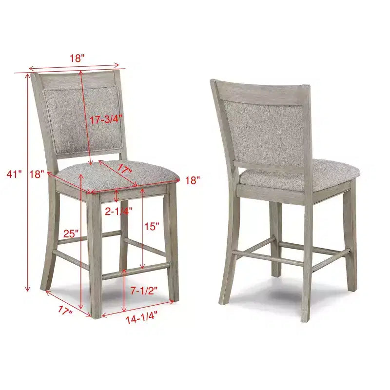 GDFStudio Sawyer Farmhouse 25 Wood Upholstered Counter Height Stool with Footrest