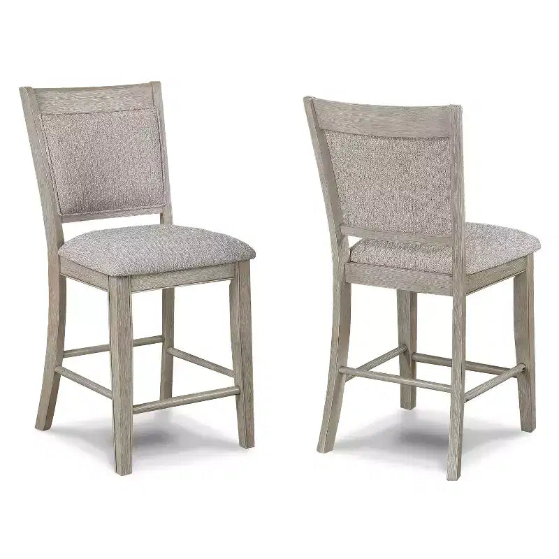 GDFStudio Sawyer Farmhouse 25 Wood Upholstered Counter Height Stool with Footrest