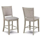 GDFStudio Sawyer Farmhouse 25 Wood Upholstered Counter Height Stool with Footrest