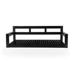 Twin Size Porch Swing Daybed Frame with Acacia Wood and Hemp Ropes for Garden and Patio