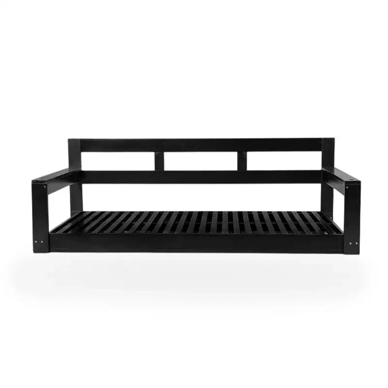 Twin Size Porch Swing Daybed Frame with Acacia Wood and Hemp Ropes for Garden and Patio