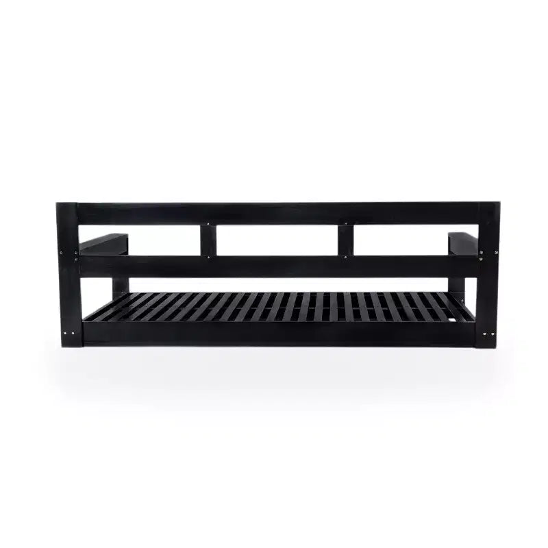 Twin Size Porch Swing Daybed Frame with Acacia Wood and Hemp Ropes for Garden and Patio