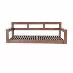 Twin Size Porch Swing Daybed Frame with Acacia Wood and Hemp Ropes for Garden and Patio
