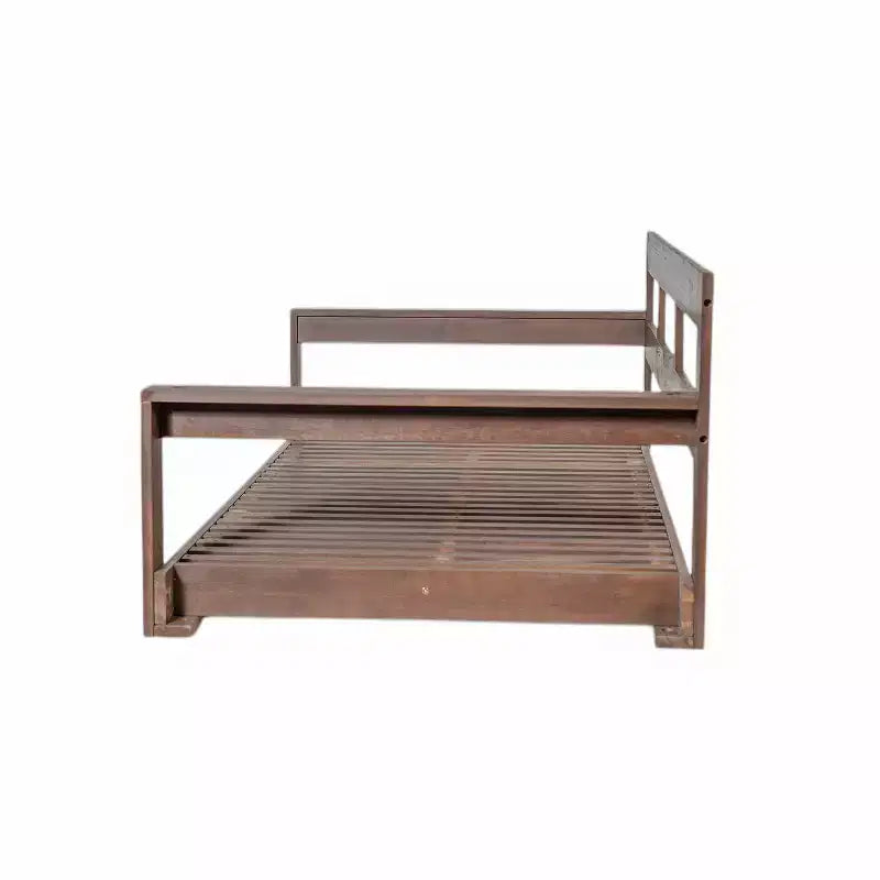 Twin Size Porch Swing Daybed Frame with Acacia Wood and Hemp Ropes for Garden and Patio