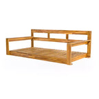 Twin Size Porch Swing Daybed Frame with Acacia Wood and Hemp Ropes for Garden and Patio