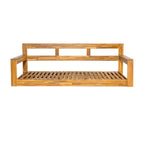 Twin Size Porch Swing Daybed Frame with Acacia Wood and Hemp Ropes for Garden and Patio
