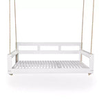 Twin Size Porch Swing Daybed Frame with Acacia Wood and Hemp Ropes for Garden and Patio