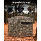 270 See Through Pop Up Ground Hunting Blind for 2-4 Person, Waterproof Camouflage Tent with Silent Magnetic Door, Portable for Deer & Turkey Hunting