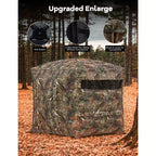 270 See Through Pop Up Ground Hunting Blind for 2-4 Person, Waterproof Camouflage Tent with Silent Magnetic Door, Portable for Deer & Turkey Hunting