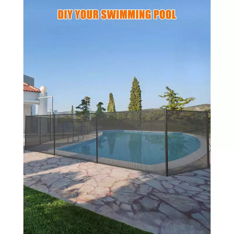4x108FT Heavy Duty Removable Pool Fence,PVC Mesh Safety Barrier,Easy DIY Install,Child Pet Protection,Stainless Steel Feet