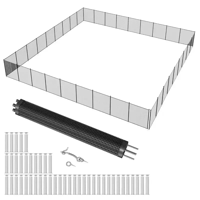 4x108FT Heavy Duty Removable Pool Fence,PVC Mesh Safety Barrier,Easy DIY Install,Child Pet Protection,Stainless Steel Feet