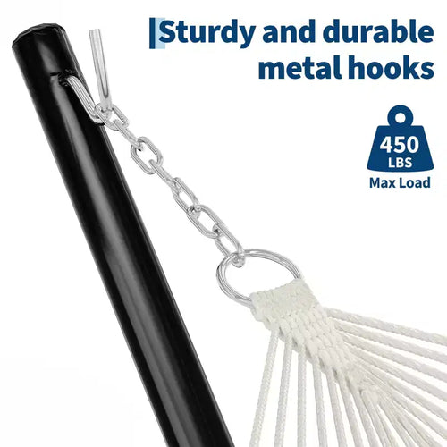 12-Foot Heavy Duty Steel Hammock Stand with Hooks and Chains  Portable 2 Person Design  450 Pound Weight Capacity  Ideal for Outside
