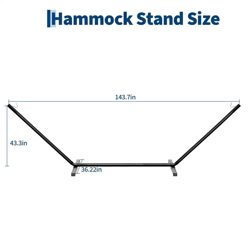 12-Foot Heavy Duty Steel Hammock Stand with Hooks and Chains  Portable 2 Person Design  450 Pound Weight Capacity  Ideal for Outside