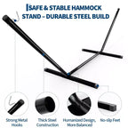 12-Foot Heavy Duty Steel Hammock Stand with Hooks and Chains  Portable 2 Person Design  450 Pound Weight Capacity  Ideal for Outside
