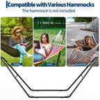 Universal Double Hammock Stand with 550-Pound Weight Capacity  Heavy-Duty Outdoor Hammock Stand  Fits 9 to 14 Foot Long Hammocks  Black Finish