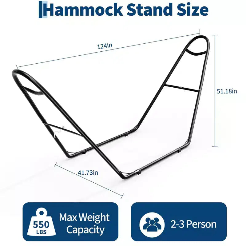 Universal Double Hammock Stand with 550-Pound Weight Capacity  Heavy-Duty Outdoor Hammock Stand  Fits 9 to 14 Foot Long Hammocks  Black Finish