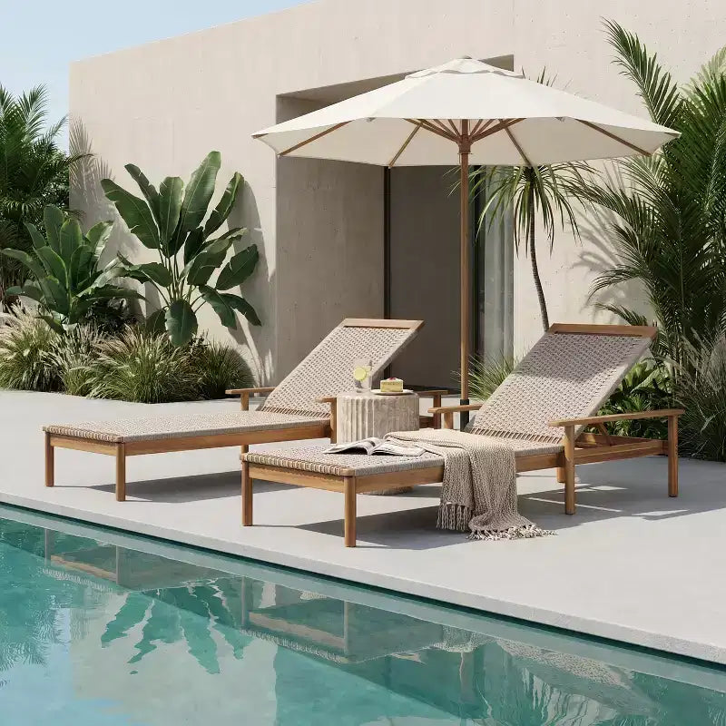 Christopher Knight Home Huyn Modern Acacia Wood and Rope Outdoor Chaise Lounge