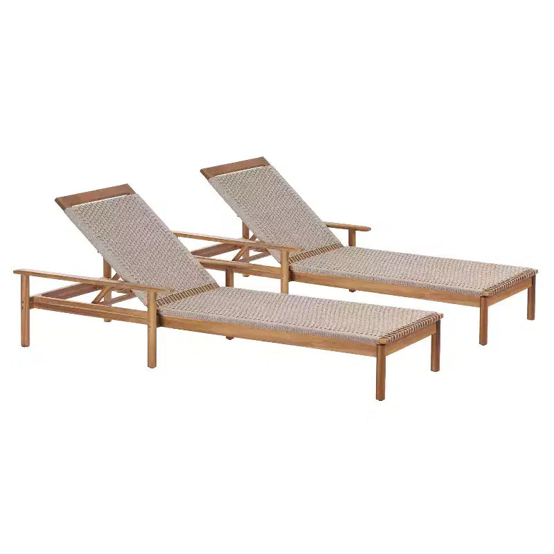 Christopher Knight Home Huyn Modern Acacia Wood and Rope Outdoor Chaise Lounge