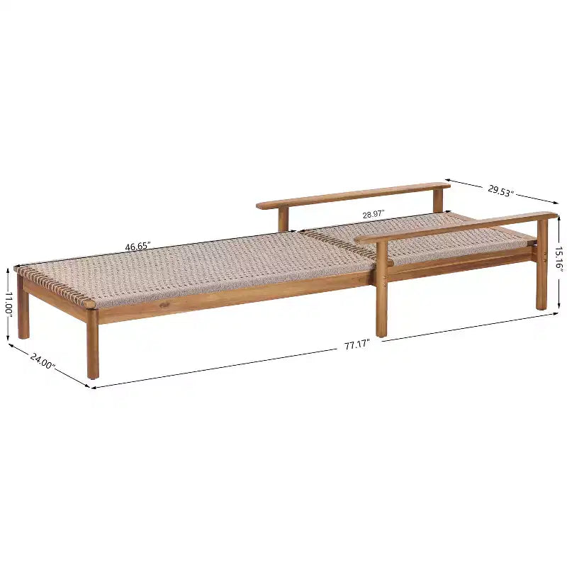 Christopher Knight Home Huyn Modern Acacia Wood and Rope Outdoor Chaise Lounge