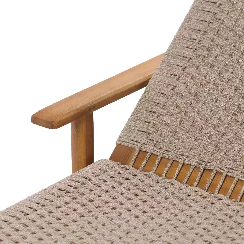 Christopher Knight Home Huyn Modern Acacia Wood and Rope Outdoor Chaise Lounge