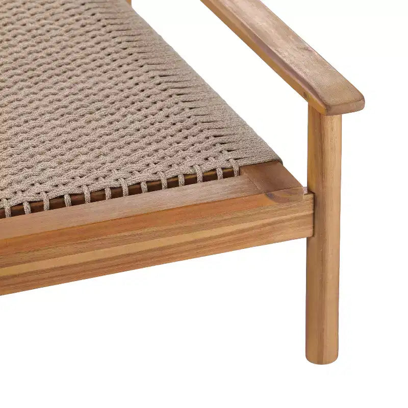 Christopher Knight Home Huyn Modern Acacia Wood and Rope Outdoor Chaise Lounge