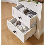 Homy Casa 2 Drawer Nightstand, Modern Side End Table with Charging Station and LED Light, White
