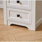 Homy Casa 2 Drawer Nightstand, Modern Side End Table with Charging Station and LED Light, White