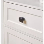 Homy Casa 2 Drawer Nightstand, Modern Side End Table with Charging Station and LED Light, White