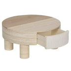 GDFStudio Nuria Round Coffee Table with Flip Top and Hidden Storage Drawer