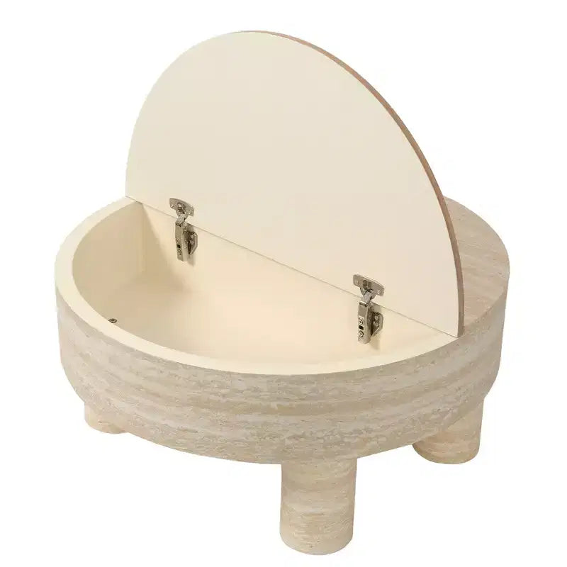 GDFStudio Nuria Round Coffee Table with Flip Top and Hidden Storage Drawer