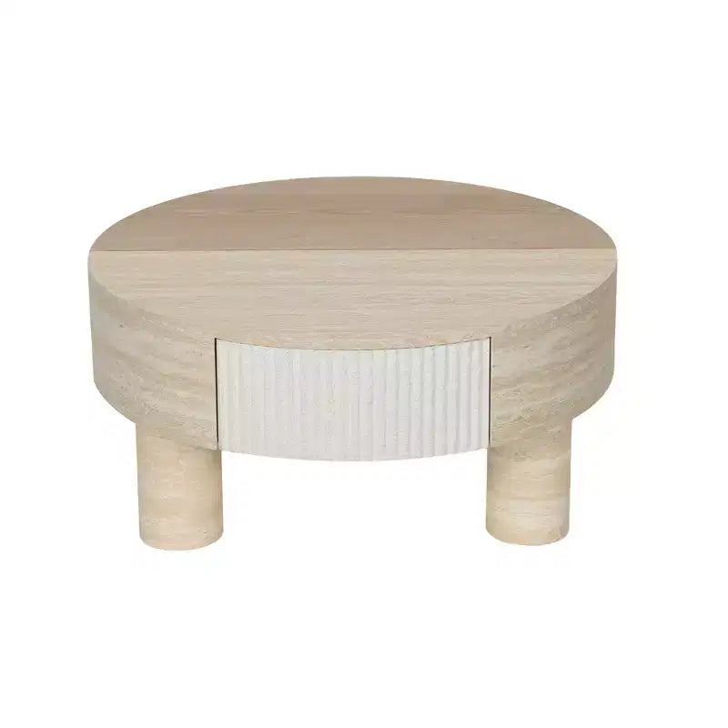GDFStudio Nuria Round Coffee Table with Flip Top and Hidden Storage Drawer