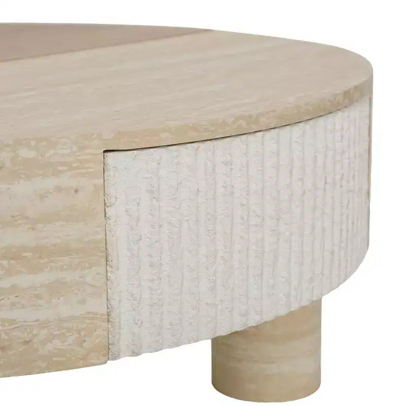 GDFStudio Nuria Round Coffee Table with Flip Top and Hidden Storage Drawer