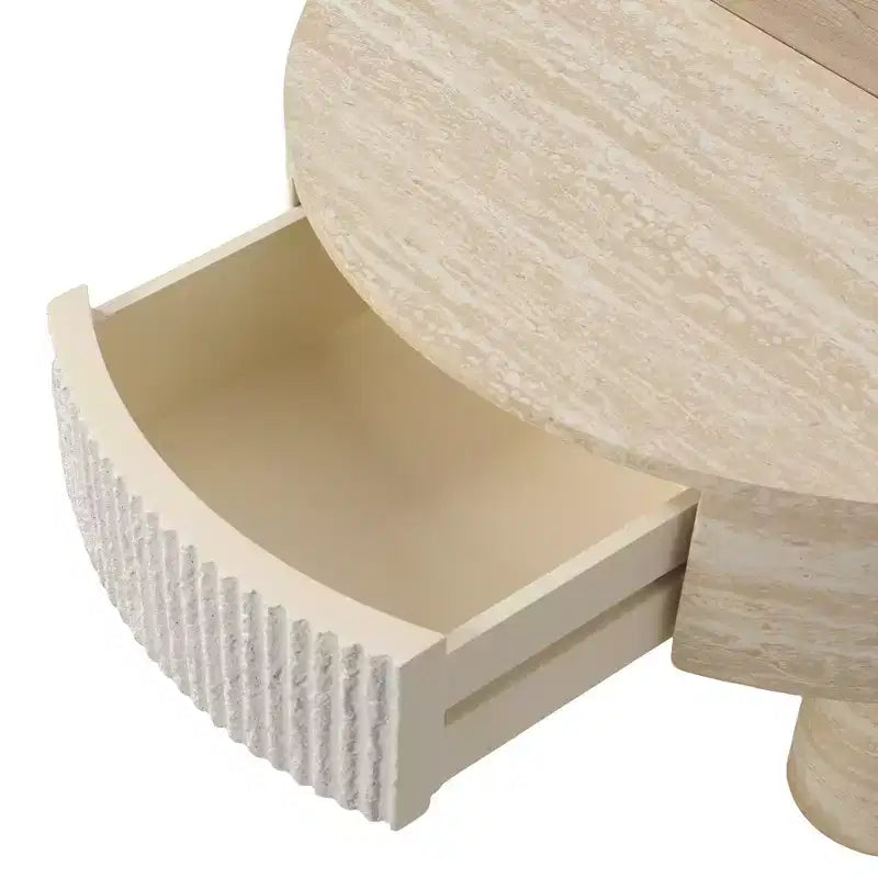 GDFStudio Nuria Round Coffee Table with Flip Top and Hidden Storage Drawer