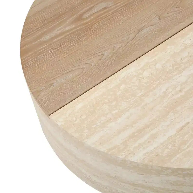 GDFStudio Nuria Round Coffee Table with Flip Top and Hidden Storage Drawer