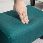 Small Cube Ottoman Foot Stool with Linen Fabric Upholstery - Green