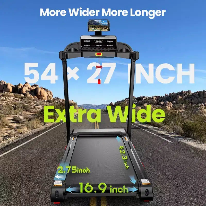 3.75HP Up to 9MPH Folding Treadmill Motorized Running Machine 105 Preset Program & LCD Display Screen