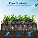 Metal Raised Garden Bed, Black Square Planter Box Outdoor with Removable Shelf & Open Base, Heavy Duty Trough Planter for Vegetables Flowers Herbs