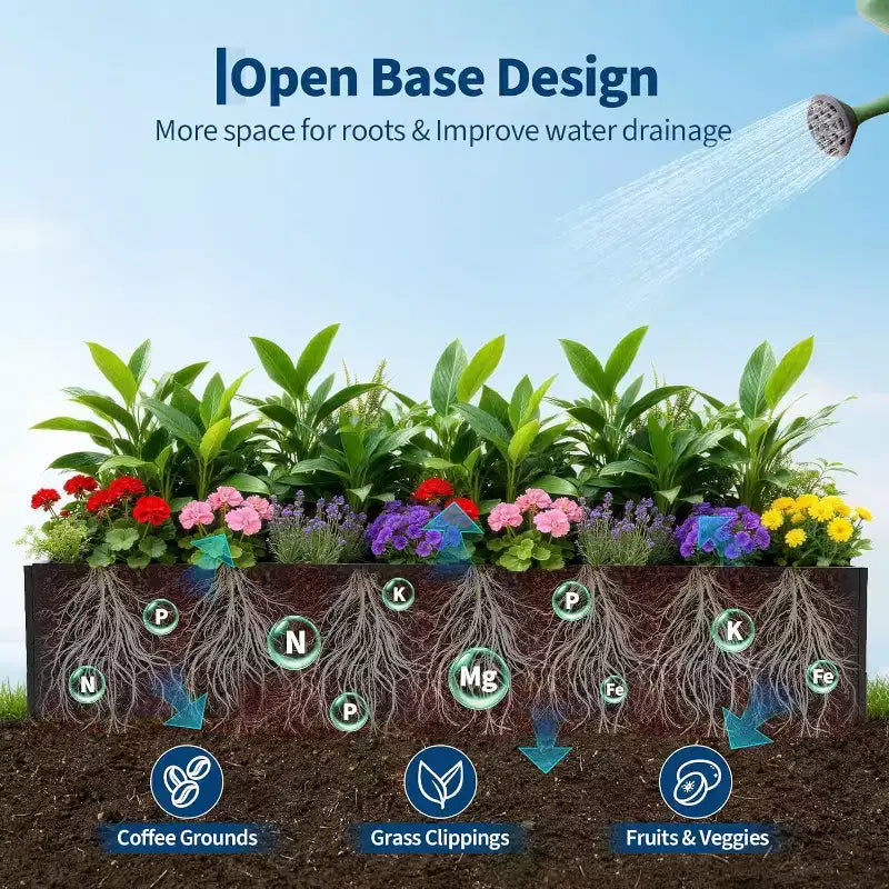 Metal Raised Garden Bed, Black Square Planter Box Outdoor with Removable Shelf & Open Base, Heavy Duty Trough Planter for Vegetables Flowers Herbs