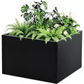 Metal Raised Garden Bed, Black Square Planter Box Outdoor with Removable Shelf & Open Base, Heavy Duty Trough Planter for Vegetables Flowers Herbs