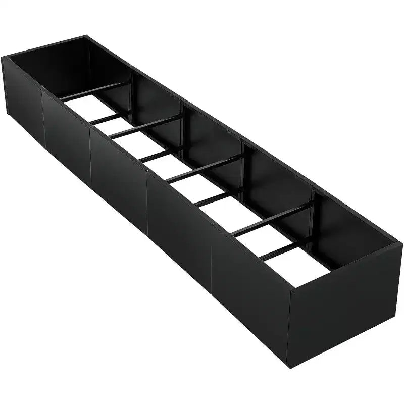 Metal Raised Garden Bed, Black Square Planter Box Outdoor with Removable Shelf & Open Base, Heavy Duty Trough Planter for Vegetables Flowers Herbs