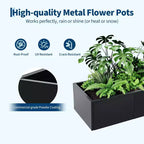 Metal Raised Garden Bed, Black Square Planter Box Outdoor with Removable Shelf & Open Base, Heavy Duty Trough Planter for Vegetables Flowers Herbs