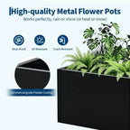 Metal Raised Garden Bed, Black Square Planter Box Outdoor with Removable Shelf & Open Base, Heavy Duty Trough Planter for Vegetables Flowers Herbs