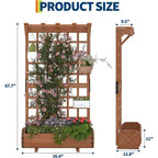 67 Tall Raised Garden Bed with Trellis & Roof, Wooden Planter Box for Climbing Plants, Large Indoor Outdoor Garden Bed for Vegetables Herbs Flowers