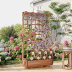 67 Tall Raised Garden Bed with Trellis & Roof, Wooden Planter Box for Climbing Plants, Large Indoor Outdoor Garden Bed for Vegetables Herbs Flowers