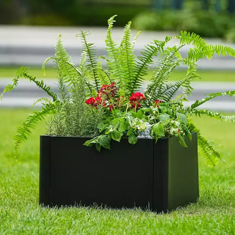 Extra Long Open Base Metal Raised Bed  Modern Metal, Tool-Free Snap-On Assembly, Rounded Corners, Open Base, Drainage Holes, For Patio,Balcony,Yard