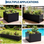 Extra Long Open Base Metal Raised Bed  Modern Metal, Tool-Free Snap-On Assembly, Rounded Corners, Open Base, Drainage Holes, For Patio,Balcony,Yard