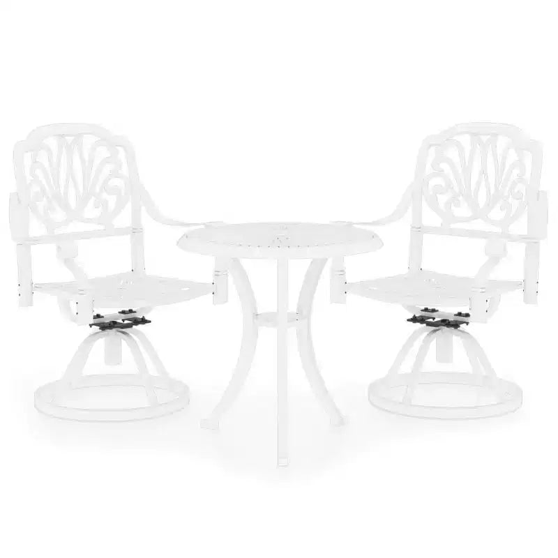 vidaXL Bistro Set White Cast Aluminum Standard Swivel Bistro Set
