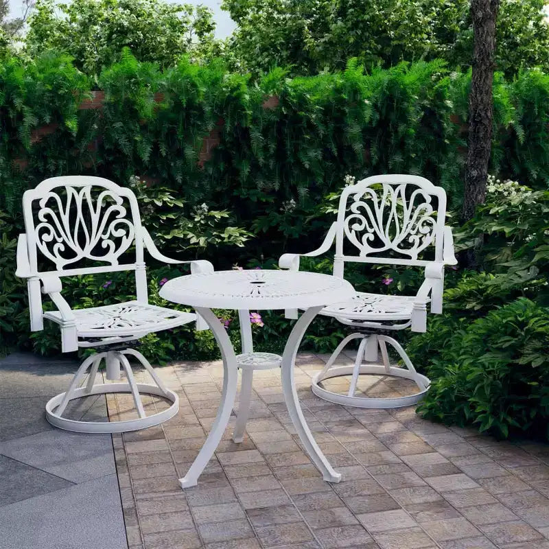 vidaXL Bistro Set White Cast Aluminum Standard Swivel Bistro Set