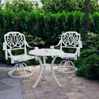 vidaXL Bistro Set White Cast Aluminum Standard Swivel Bistro Set