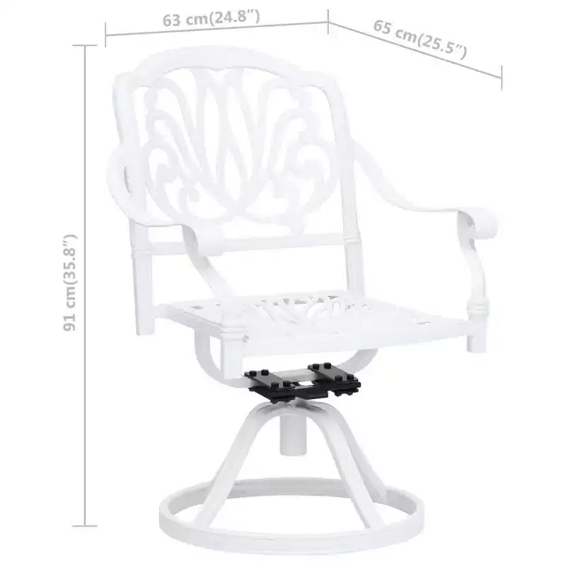 vidaXL Bistro Set White Cast Aluminum Standard Swivel Bistro Set